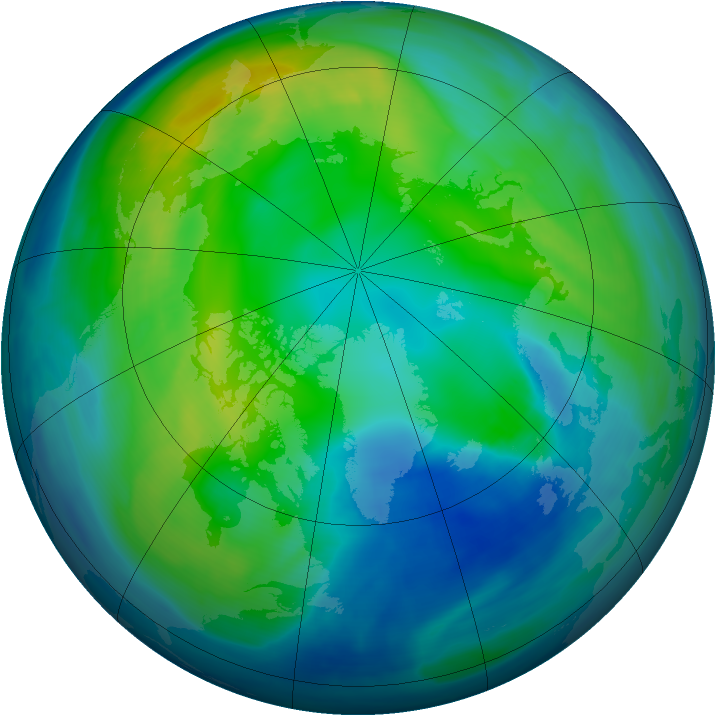 Arctic ozone map for 05 November 2007